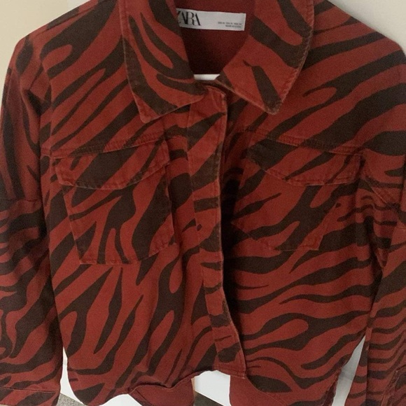 Burnt orange and brown zebra print jacket - Picture 4 of 4